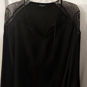 Black Chiffon Long Sleeve Blouse